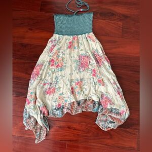 Floral Boho Blue And White Flowy Mid Length Skirt